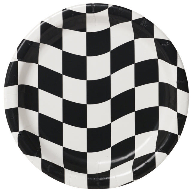 Assiettes noires et blanches bloquées 23cm 8pcs