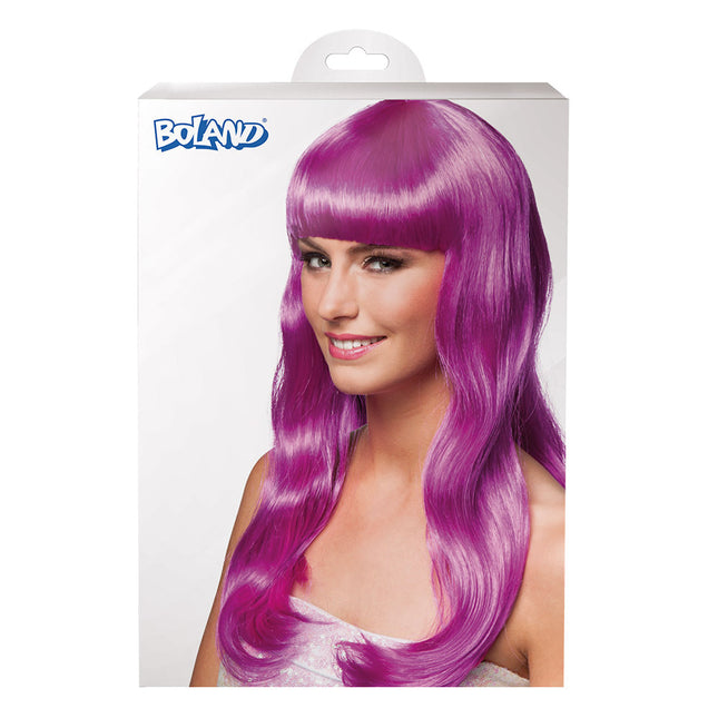 Perruque cheveux longs violet