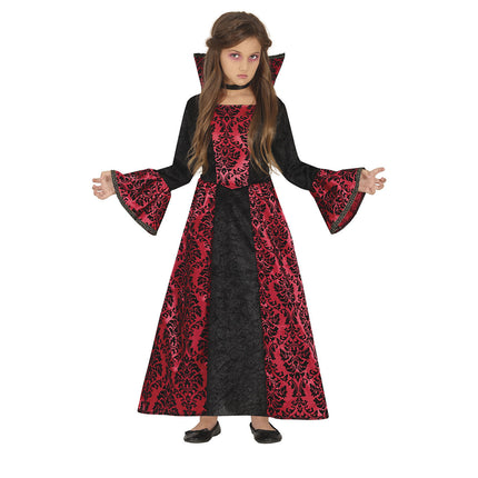 Costume d'Halloween Vampire Fille Noir Rouge