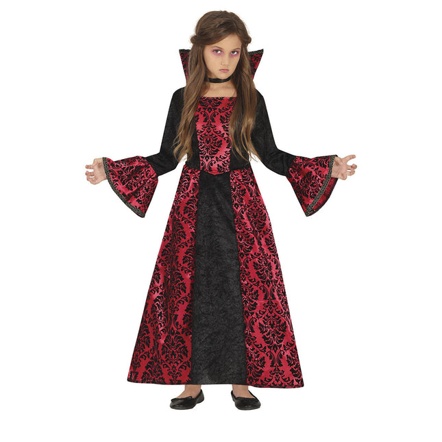Costume d'Halloween Vampire Fille Noir Rouge