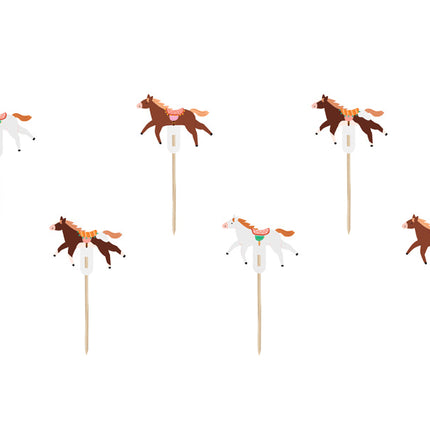 Dessus de cupcake cheval 13cm 6pcs