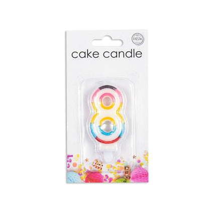 Bougie 8 ans colorée 7cm
