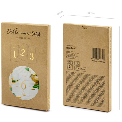Numéros de table Chiffres d'or 12cm 20pcs