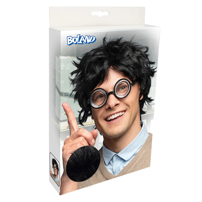 Perruque noire de nerd
