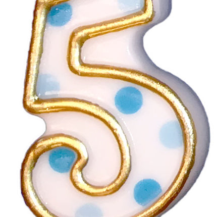 Bougie 5 ans Points bleus 8.5cm