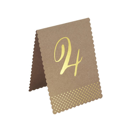 Numéros de table Marron/Doré 12pcs