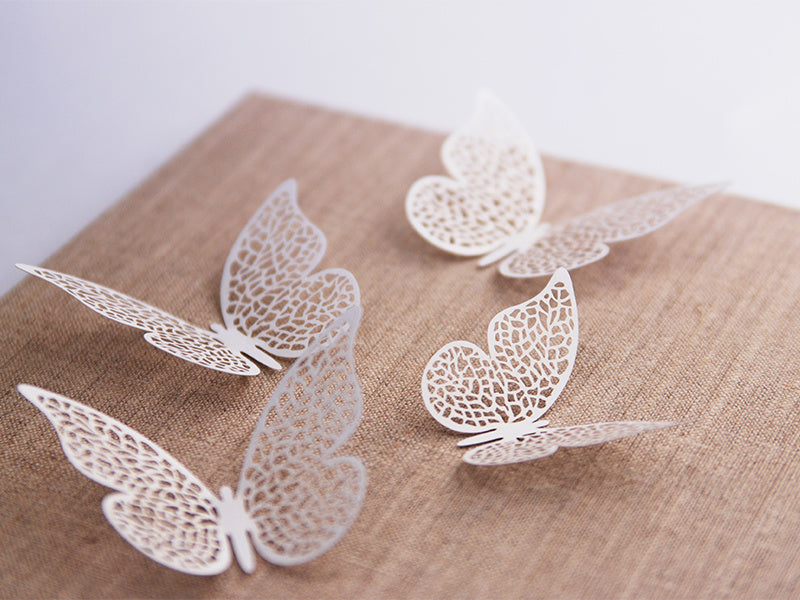 Décoration de table Papier papillon blanc 8cm 10pcs