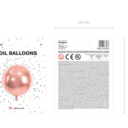 Ballon à l'hélium Rond Rose Or Vide 40cm