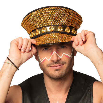 Casquette pailletée d'or