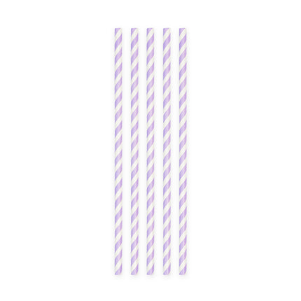 Pailles mauves rayées 19cm 20pcs