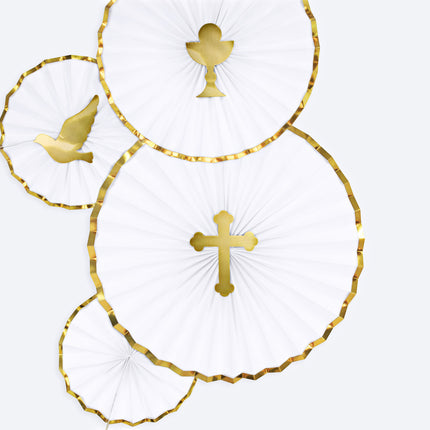 Eventails en papier blanc 23-40cm 3 pièces