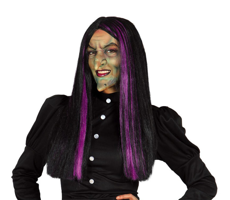 Perruque d'Halloween sorcière noire