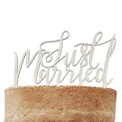 Décor de gâteau Just Married Bois 14cm