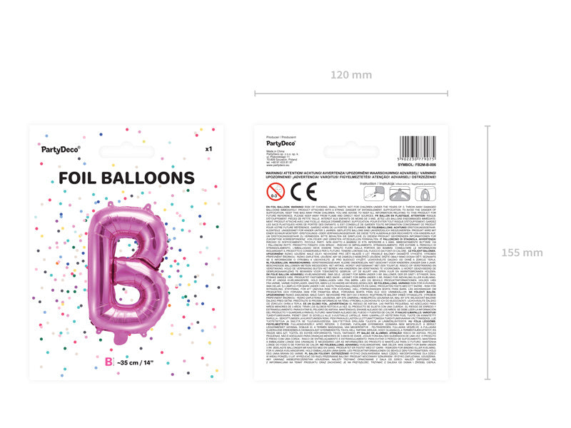Ballon de baudruche Lettre B Rose Vide 35cm