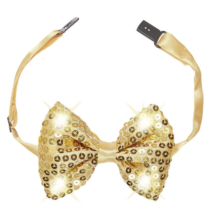 Noeud doré en paillettes avec lumière