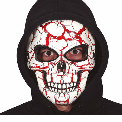 Masque d'Halloween rouge et blanc crâne