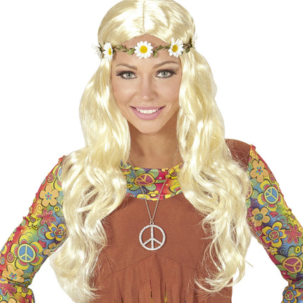 Perruque Hippie 60S Blonde avec bandeau floral