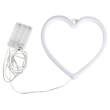 Lampe néon en forme de coeur rose