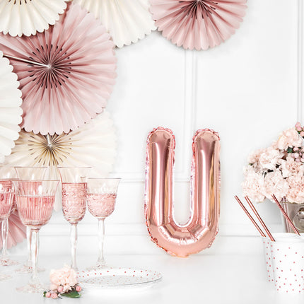 Ballon de baudruche Lettre U Rose Or Vide 35cm