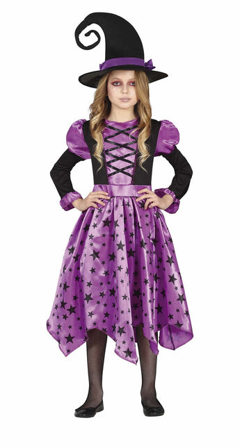 Sorcière Costume d'Halloween Fille Étoiles Mauves