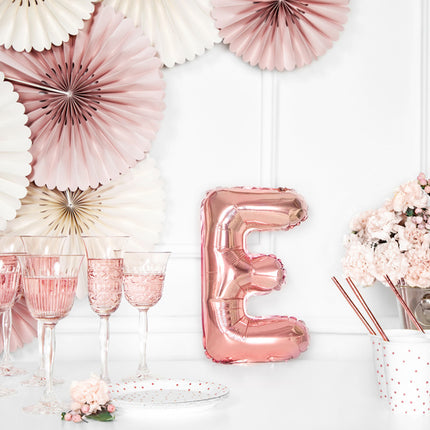 Ballon de baudruche Lettre E Rose Or Vide 35cm