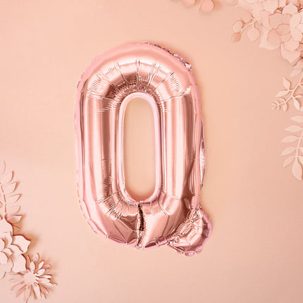 Ballon de baudruche Lettre Q Or Rose Vide 35cm