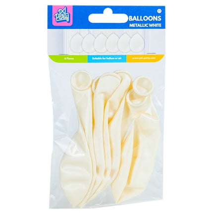 Ballons blancs métallisés 30cm 6pcs