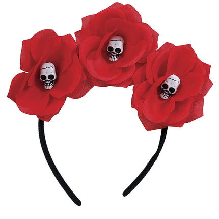 Bandeau Fleurs avec têtes de mort