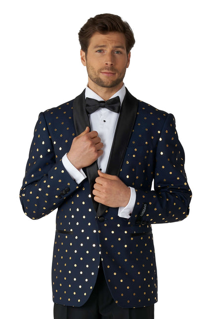 Tuxedo bleu foncé or à pois hommes <tc>OppoSuits</tc>