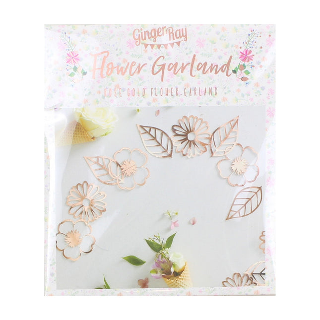 Guirlande de fleurs or rose 3m