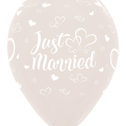 Ballons Just Married Hearts Crystal Clear 30cm 25pcs