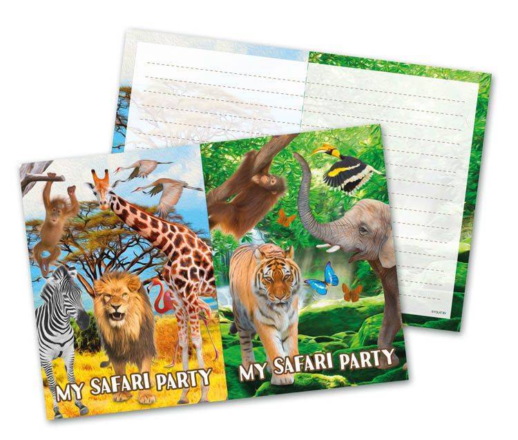 Animaux Invitations Safari 8pcs