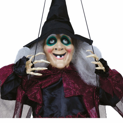 Décoration suspendue d'Halloween Sorcière sur balançoire 1m