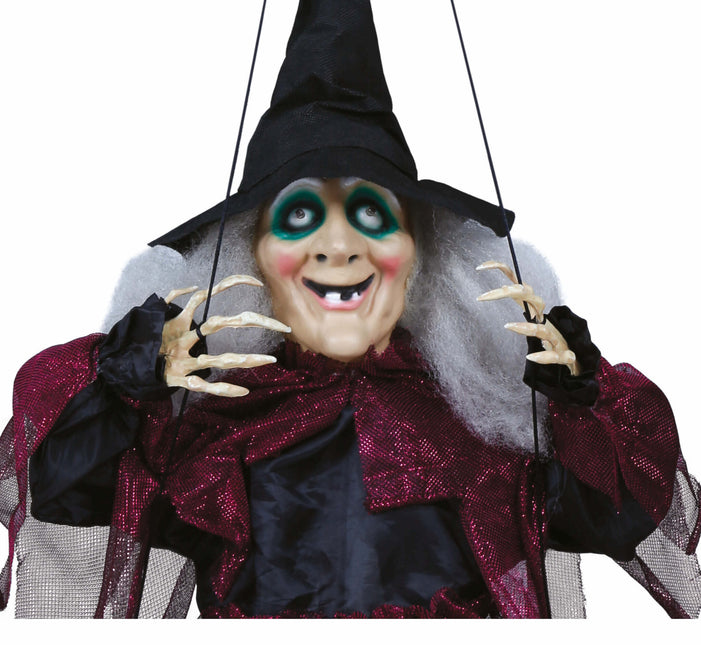 Décoration suspendue d'Halloween Sorcière sur balançoire 1m
