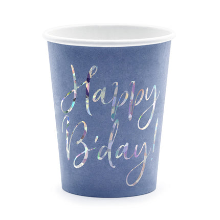 Tasses Happy Birthday Bleu 220ml 6pcs