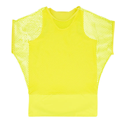 Chemise en résille Jaune Dames M/L