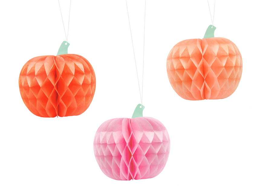 Halloween Honeycombs Pumpkin 24cm 3pcs