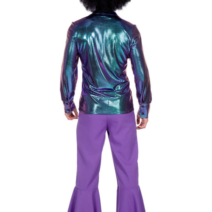 Chemisier Disco bleu violet métallisé