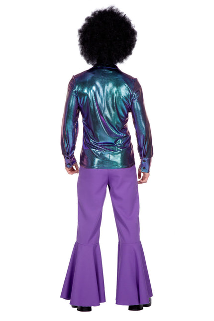 Chemisier Disco bleu violet métallisé
