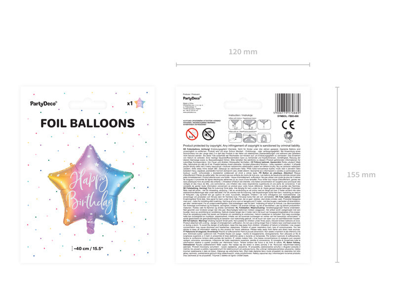 Ballon à l'hélium Étoile Joyeux Anniversaire Vide 40cm