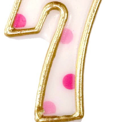 Bougie 7 ans Pink Dots 8.5cm