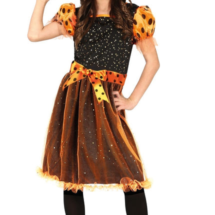 Costume d'Halloween sorcière fille orange
