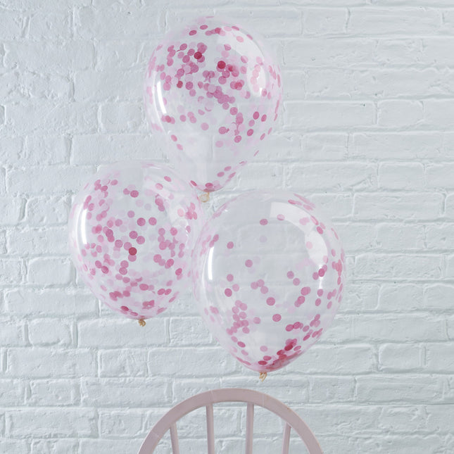 Ballons confettis roses 30cm 5pcs