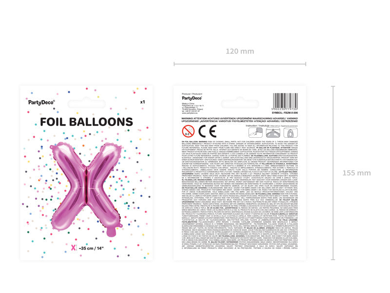 Ballon de baudruche Lettre X Rose Vide 35cm