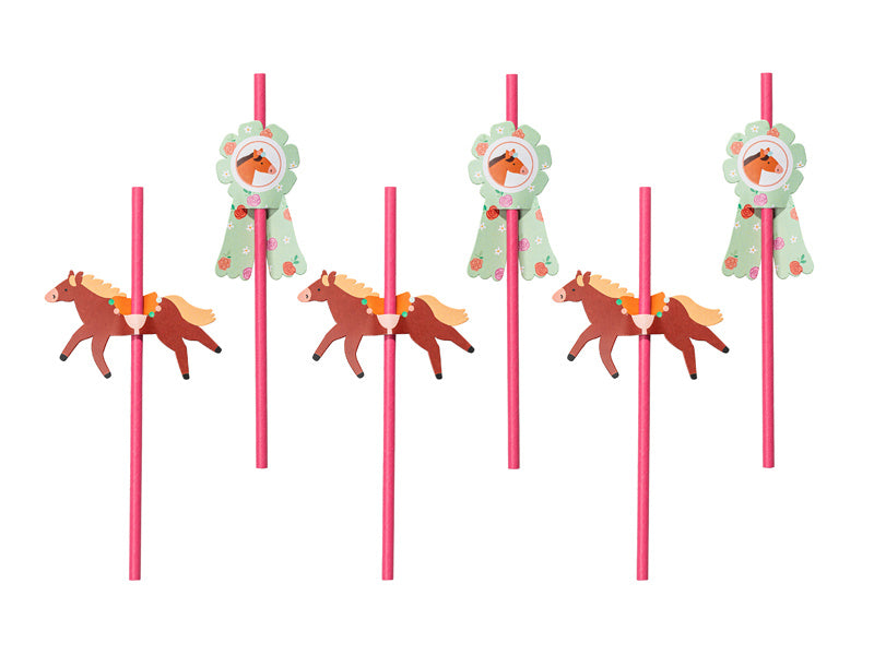 Pailles en forme de cheval 19.5cm 6pcs