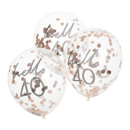 Ballons confettis or rose 40 ans 30cm 5pcs