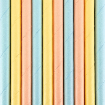 Pailles en papier colorées 19.5cm 10pcs