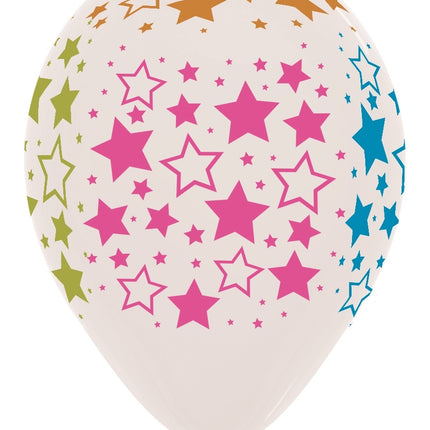 Ballons Bold Stars Étoiles Néon Transparentes 30cm 25pcs