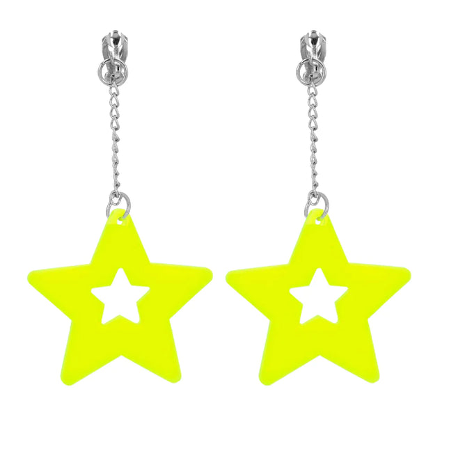 Boucles d'oreilles étoile jaune fluo