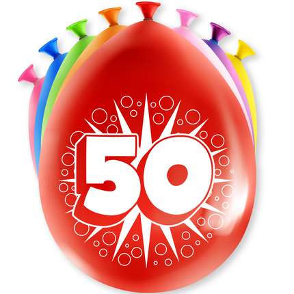 Ballons 50 ans Hurrah 30cm 8pcs